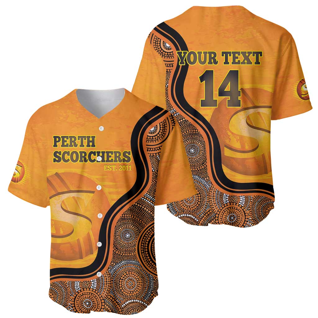 Custom Perth Scorchers Baseball Jersey Indigenous Art - Grunge Style