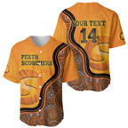 Custom Perth Scorchers Baseball Jersey Indigenous Art - Grunge Style