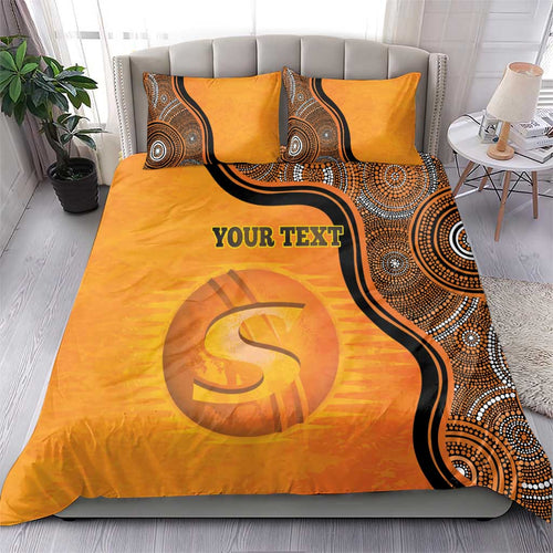 Custom Perth Scorchers Bedding Set Indigenous Art - Grunge Style