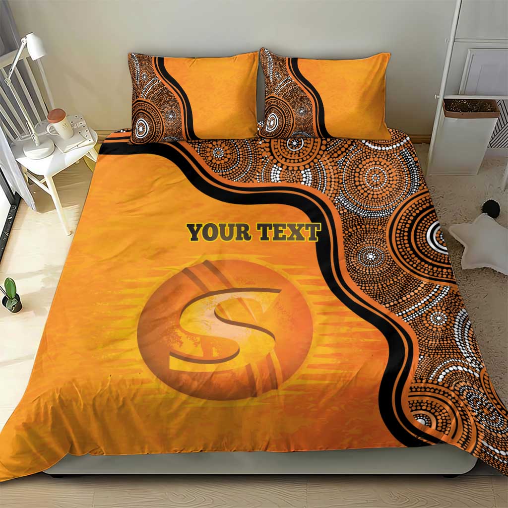 Custom Perth Scorchers Bedding Set Indigenous Art - Grunge Style