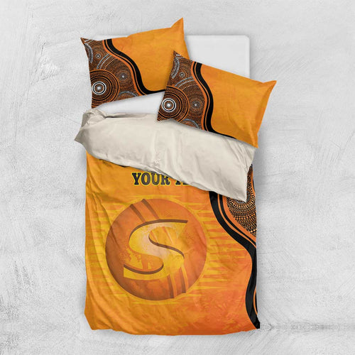 Custom Perth Scorchers Bedding Set Indigenous Art - Grunge Style