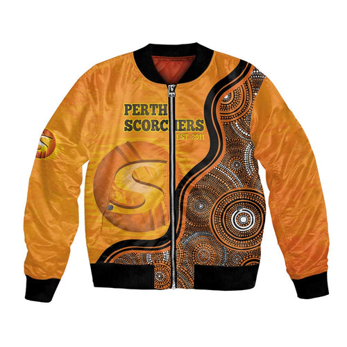 Custom Perth Scorchers Bomber Jacket Indigenous Art - Grunge Style