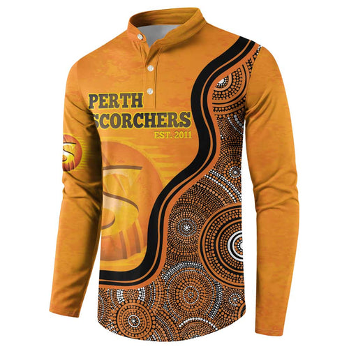 Custom Perth Scorchers Button Sweatshirt Indigenous Art - Grunge Style
