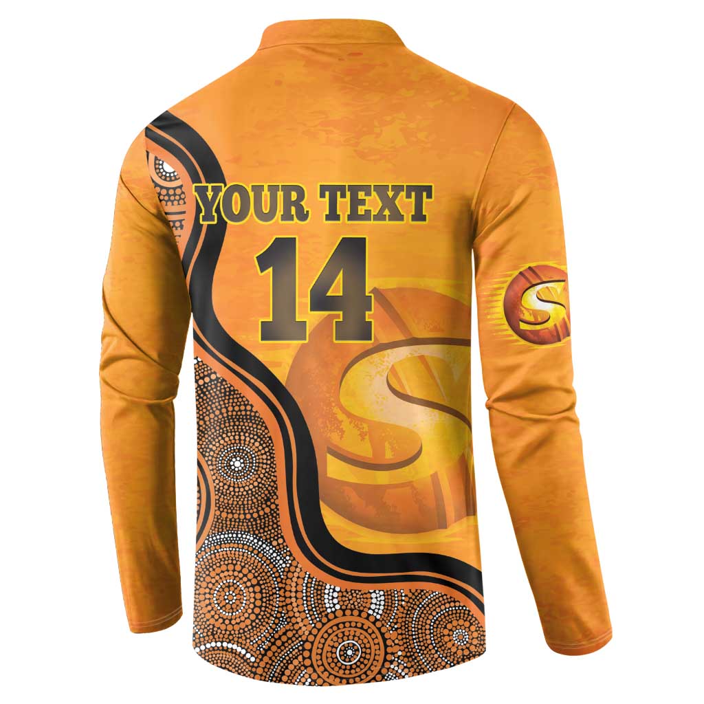 Custom Perth Scorchers Button Sweatshirt Indigenous Art - Grunge Style