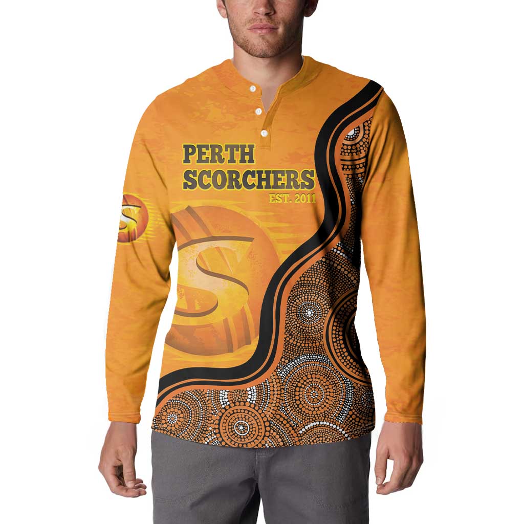 Custom Perth Scorchers Button Sweatshirt Indigenous Art - Grunge Style
