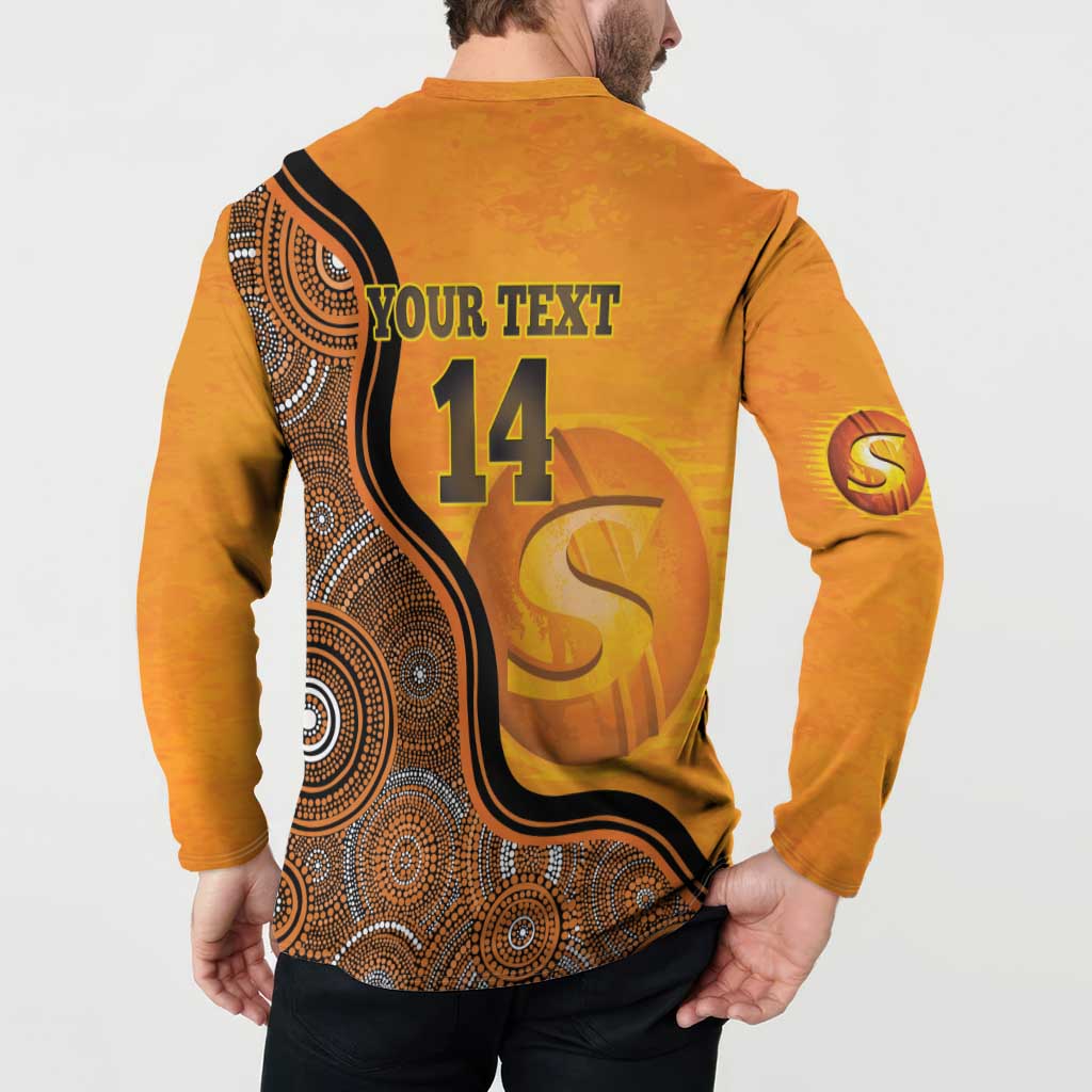 Custom Perth Scorchers Button Sweatshirt Indigenous Art - Grunge Style