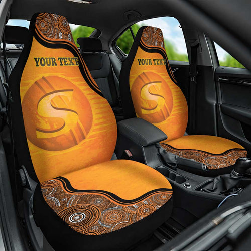 Custom Perth Scorchers Car Seat Cover Indigenous Art - Grunge Style