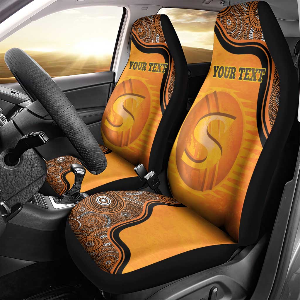 Custom Perth Scorchers Car Seat Cover Indigenous Art - Grunge Style