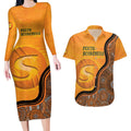 Custom Perth Scorchers Couples Matching Long Sleeve Bodycon Dress and Hawaiian Shirt Indigenous Art - Grunge Style