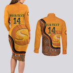 Custom Perth Scorchers Couples Matching Long Sleeve Bodycon Dress and Long Sleeve Button Shirt Indigenous Art - Grunge Style