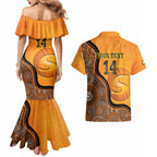 Custom Perth Scorchers Couples Matching Mermaid Dress and Hawaiian Shirt Indigenous Art - Grunge Style