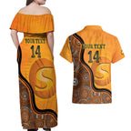 Custom Perth Scorchers Couples Matching Off Shoulder Maxi Dress and Hawaiian Shirt Indigenous Art - Grunge Style