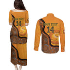 Custom Perth Scorchers Couples Matching Puletasi and Long Sleeve Button Shirt Indigenous Art - Grunge Style