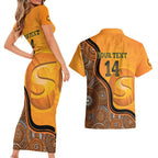Custom Perth Scorchers Couples Matching Short Sleeve Bodycon Dress and Hawaiian Shirt Indigenous Art - Grunge Style