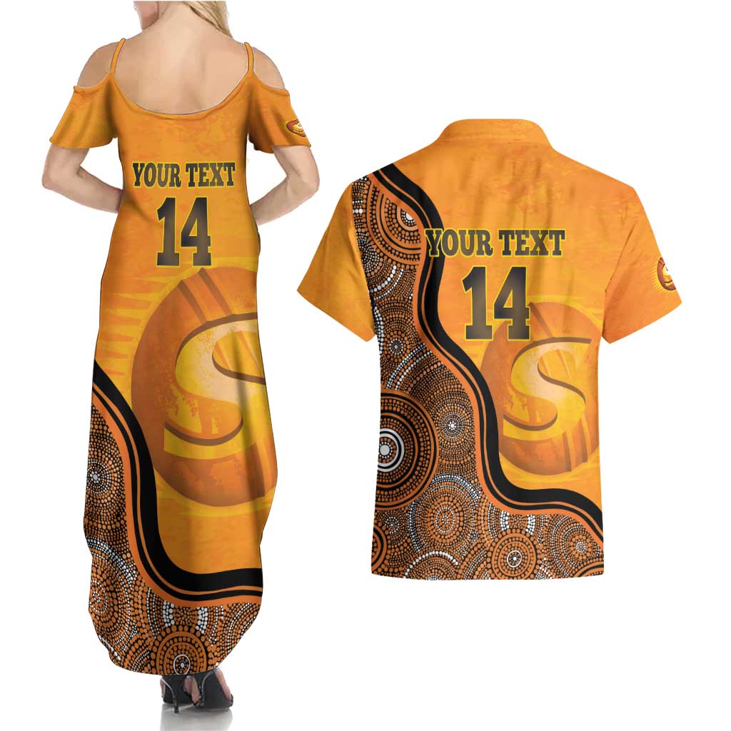 Custom Perth Scorchers Couples Matching Summer Maxi Dress and Hawaiian Shirt Indigenous Art - Grunge Style