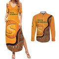 Custom Perth Scorchers Couples Matching Summer Maxi Dress and Long Sleeve Button Shirt Indigenous Art - Grunge Style