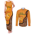 Custom Perth Scorchers Couples Matching Tank Maxi Dress and Long Sleeve Button Shirt Indigenous Art - Grunge Style