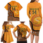 Custom Perth Scorchers Family Matching Long Sleeve Bodycon Dress and Hawaiian Shirt Indigenous Art - Grunge Style