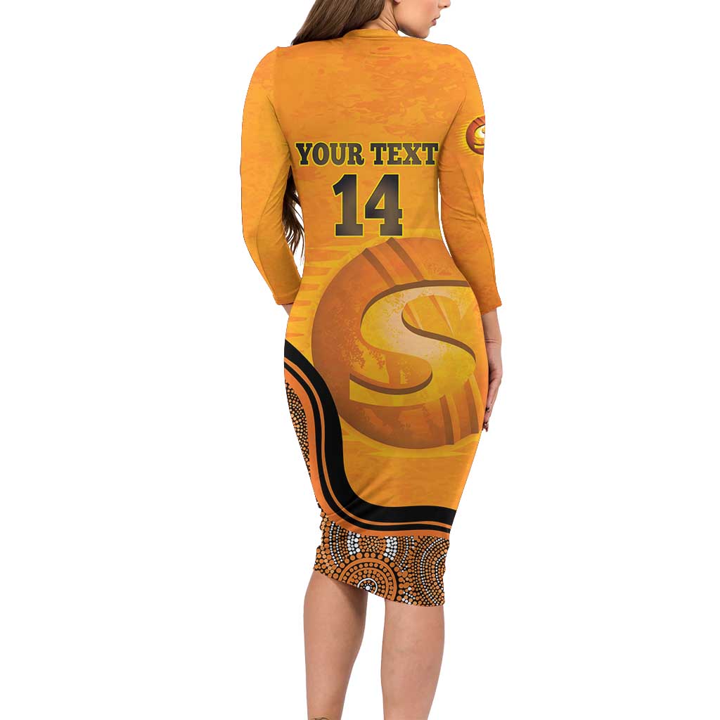 Custom Perth Scorchers Family Matching Long Sleeve Bodycon Dress and Hawaiian Shirt Indigenous Art - Grunge Style