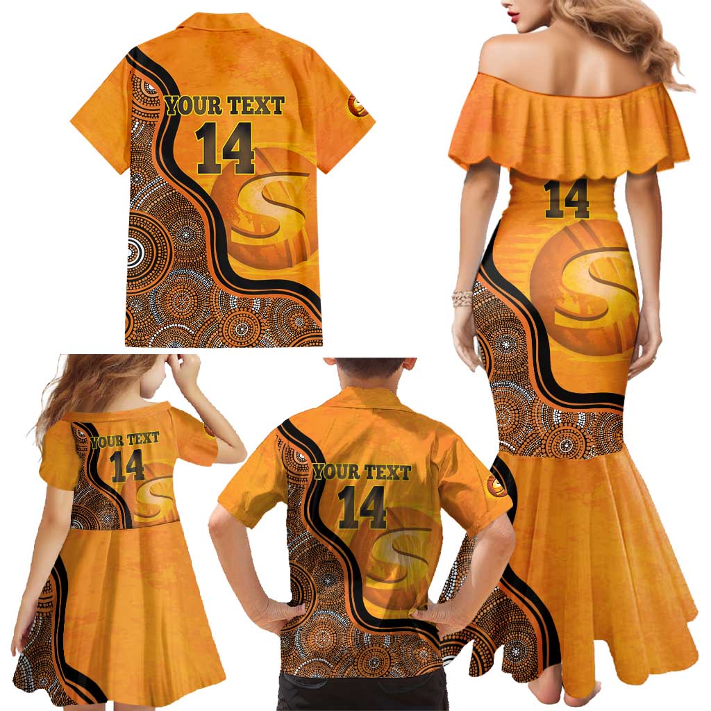 Custom Perth Scorchers Family Matching Mermaid Dress and Hawaiian Shirt Indigenous Art - Grunge Style