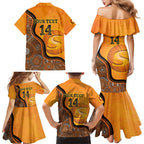 Custom Perth Scorchers Family Matching Mermaid Dress and Hawaiian Shirt Indigenous Art - Grunge Style