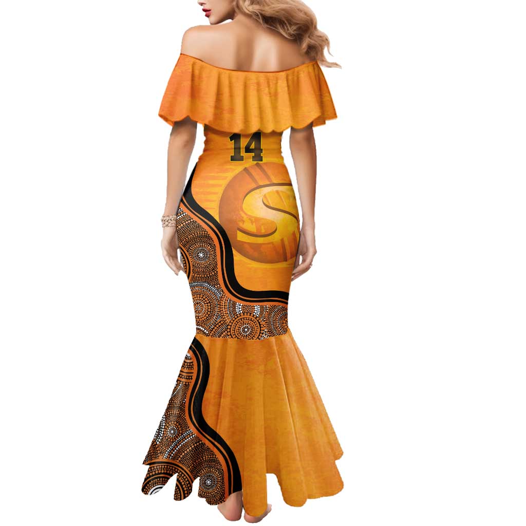 Custom Perth Scorchers Family Matching Mermaid Dress and Hawaiian Shirt Indigenous Art - Grunge Style