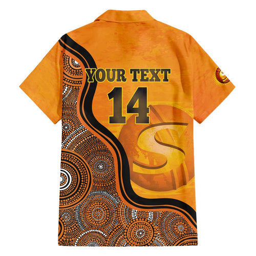 Custom Perth Scorchers Family Matching Off The Shoulder Long Sleeve Dress and Hawaiian Shirt Indigenous Art - Grunge Style