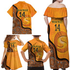 Custom Perth Scorchers Family Matching Off Shoulder Maxi Dress and Hawaiian Shirt Indigenous Art - Grunge Style