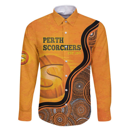 Custom Perth Scorchers Family Matching Off Shoulder Maxi Dress and Hawaiian Shirt Indigenous Art - Grunge Style