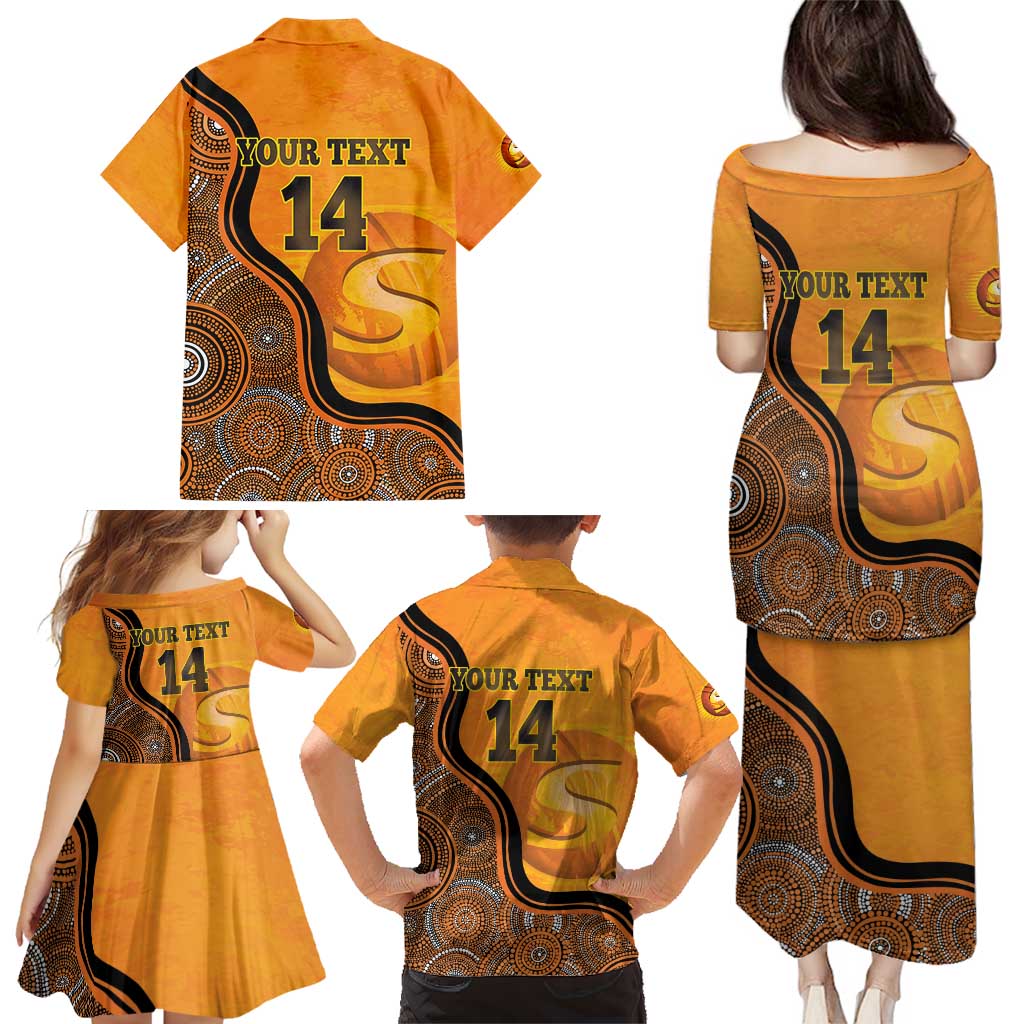 Custom Perth Scorchers Family Matching Puletasi and Hawaiian Shirt Indigenous Art - Grunge Style