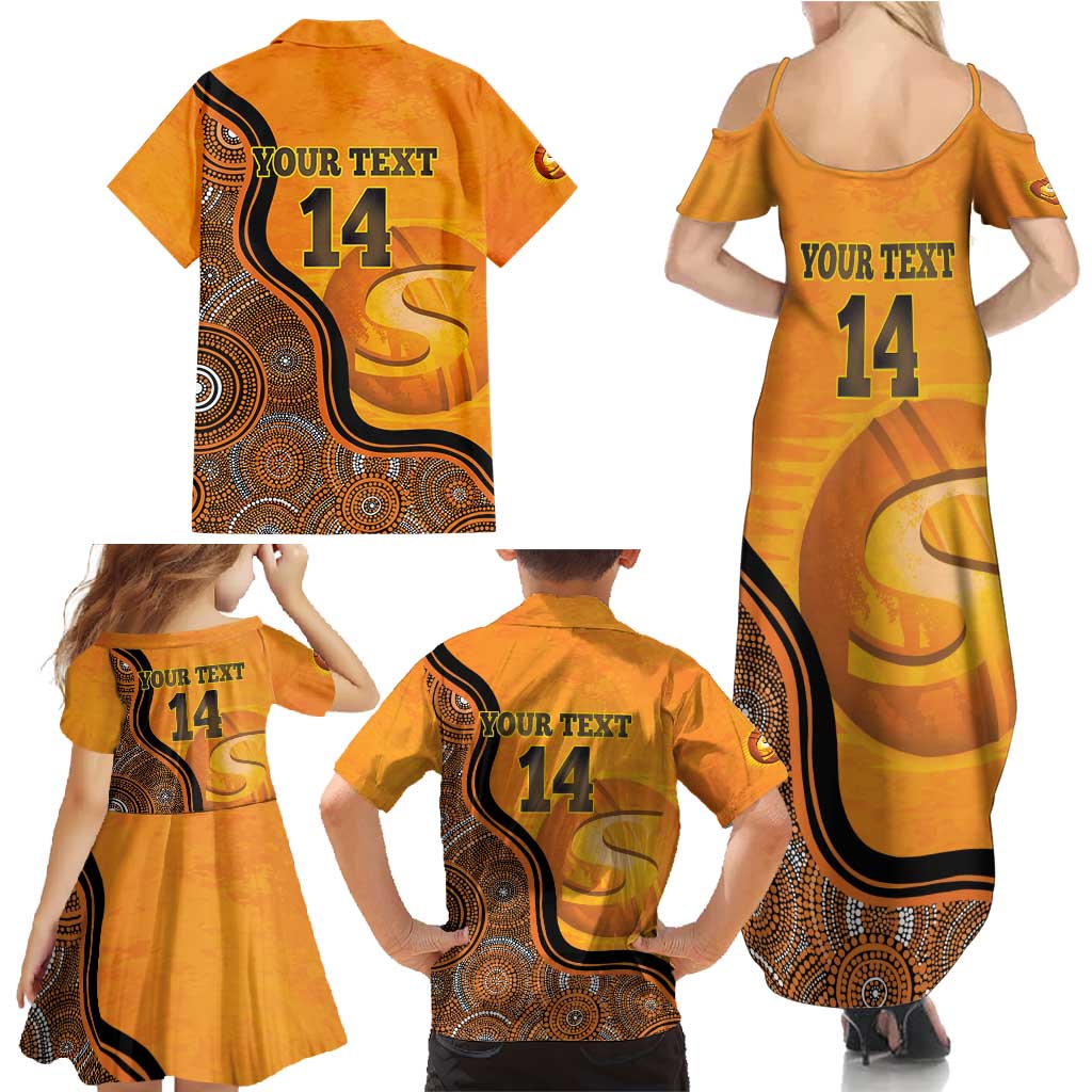 Custom Perth Scorchers Family Matching Summer Maxi Dress and Hawaiian Shirt Indigenous Art - Grunge Style