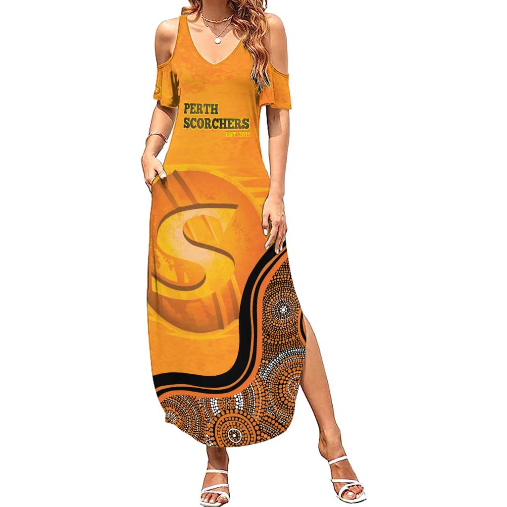 Custom Perth Scorchers Family Matching Summer Maxi Dress and Hawaiian Shirt Indigenous Art - Grunge Style