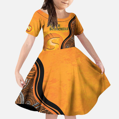 Custom Perth Scorchers Family Matching Tank Maxi Dress and Hawaiian Shirt Indigenous Art - Grunge Style