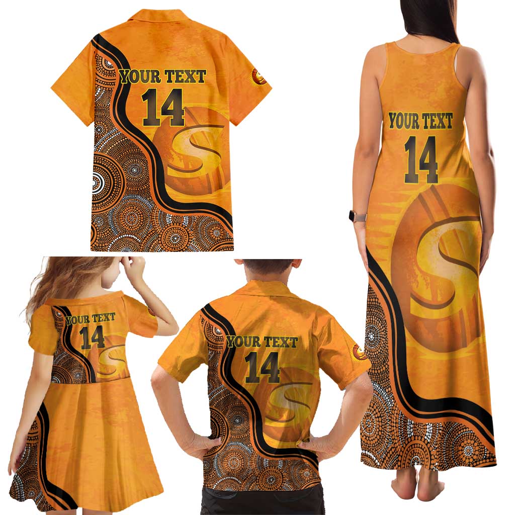 Custom Perth Scorchers Family Matching Tank Maxi Dress and Hawaiian Shirt Indigenous Art - Grunge Style