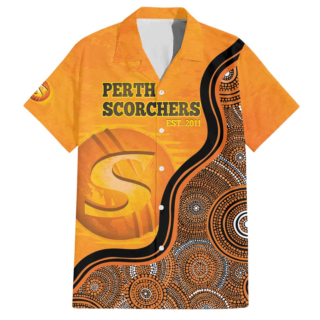 Custom Perth Scorchers Hawaiian Shirt Indigenous Art - Grunge Style