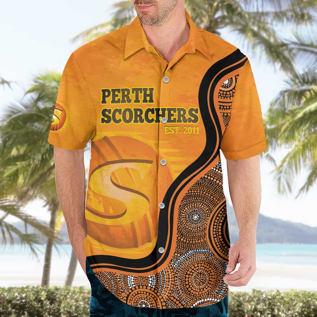 Custom Perth Scorchers Hawaiian Shirt Indigenous Art - Grunge Style