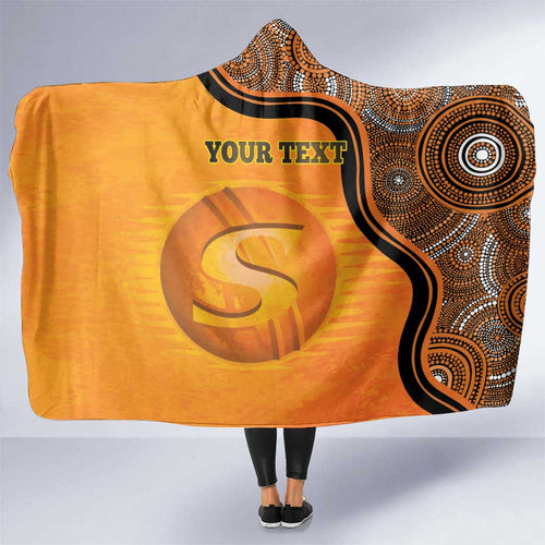 Custom Perth Scorchers Hooded Blanket Indigenous Art - Grunge Style
