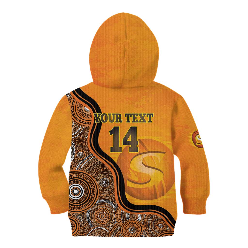 Custom Perth Scorchers Kid Hoodie Indigenous Art - Grunge Style
