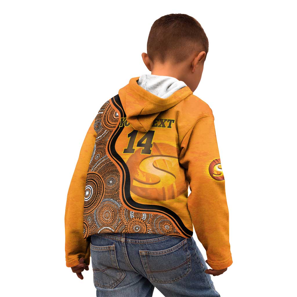 Custom Perth Scorchers Kid Hoodie Indigenous Art - Grunge Style