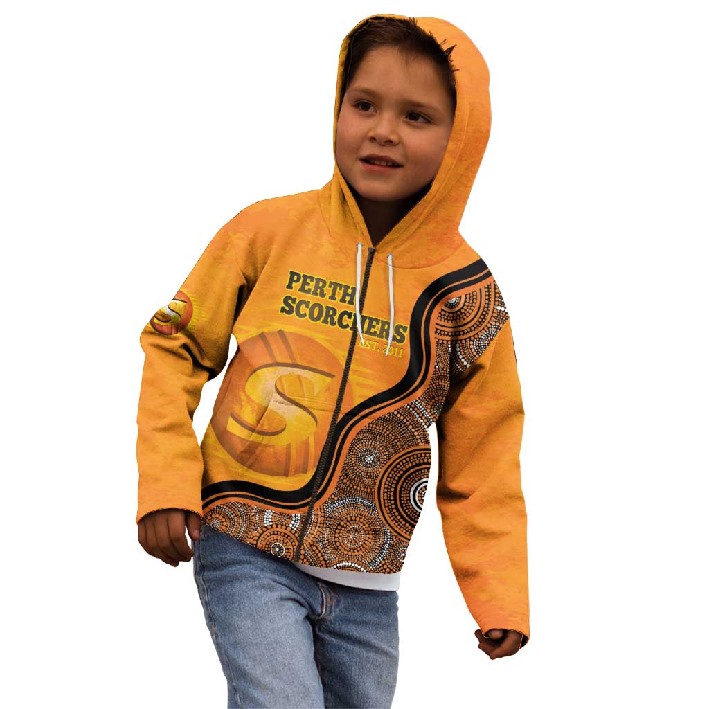 Custom Perth Scorchers Kid Hoodie Indigenous Art - Grunge Style