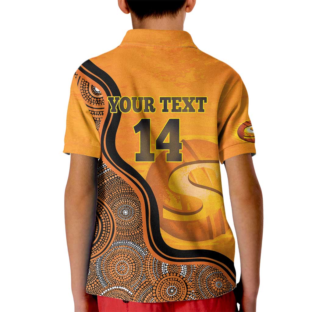 Custom Perth Scorchers Kid Polo Shirt Indigenous Art - Grunge Style