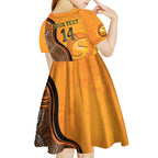 Custom Perth Scorchers Kid Short Sleeve Dress Indigenous Art - Grunge Style
