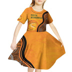 Custom Perth Scorchers Kid Short Sleeve Dress Indigenous Art - Grunge Style