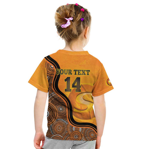 Custom Perth Scorchers Kid T Shirt Indigenous Art - Grunge Style