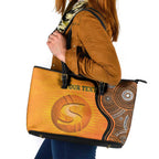 Custom Perth Scorchers Leather Tote Bag Indigenous Art - Grunge Style