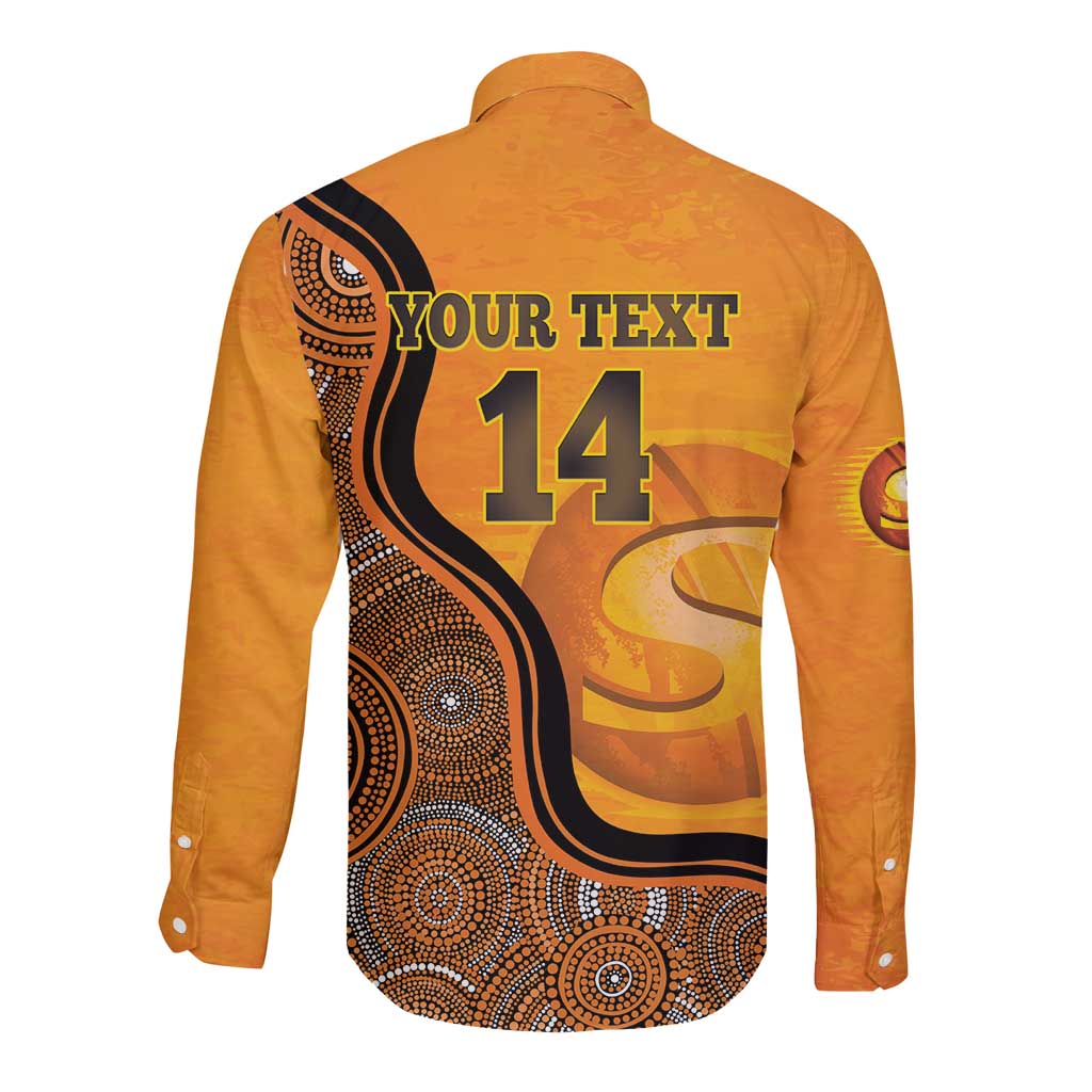 Custom Perth Scorchers Long Sleeve Button Shirt Indigenous Art - Grunge Style