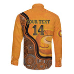Custom Perth Scorchers Long Sleeve Button Shirt Indigenous Art - Grunge Style