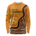 Custom Perth Scorchers Long Sleeve Shirt Indigenous Art - Grunge Style