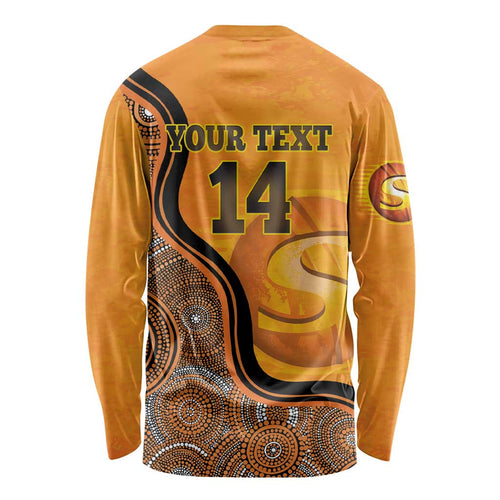 Custom Perth Scorchers Long Sleeve Shirt Indigenous Art - Grunge Style
