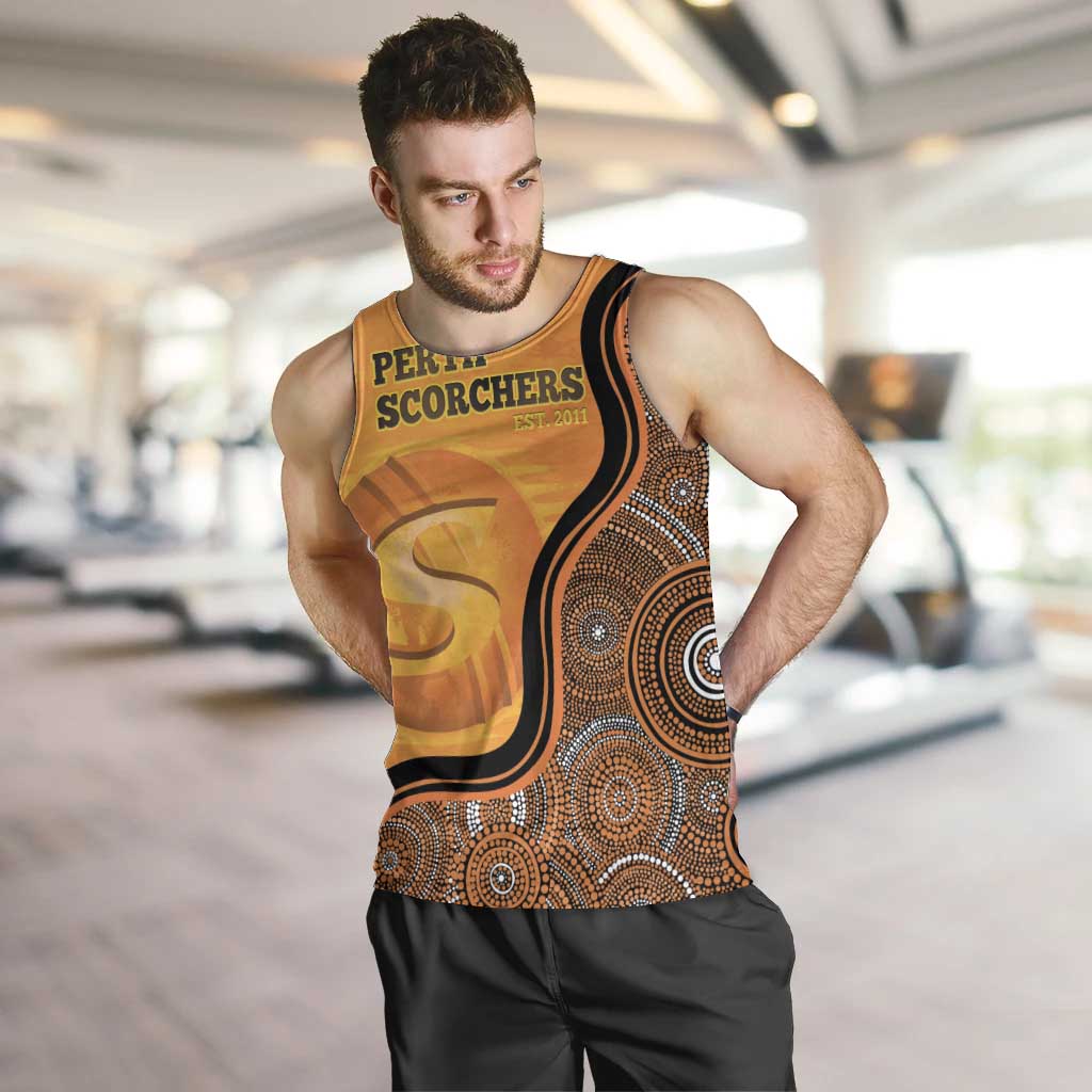 Custom Perth Scorchers Men Tank Top Indigenous Art - Grunge Style